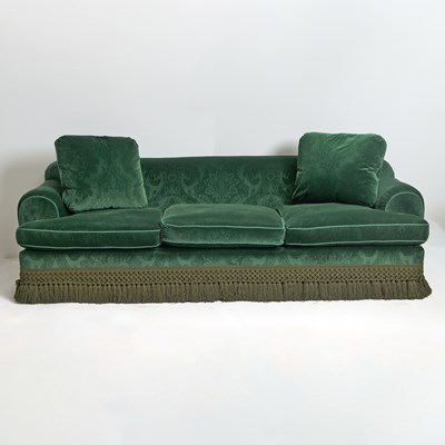 Lot 259 - Pair of Green Velvet Upholstered Sofas
