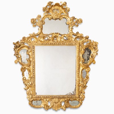 Lot 635 - Italian Giltwood and Etched-Glass Large Mirror