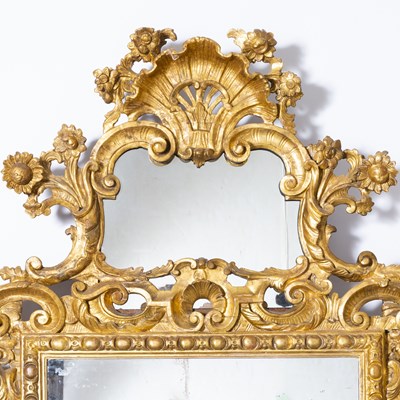 Lot 635 - Italian Giltwood and Etched-Glass Large Mirror