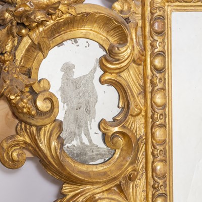 Lot 635 - Italian Giltwood and Etched-Glass Large Mirror