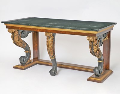 Lot 263 - Large Continental Neoclassical Parcel-Gilt and Ebonized Rosewood Console