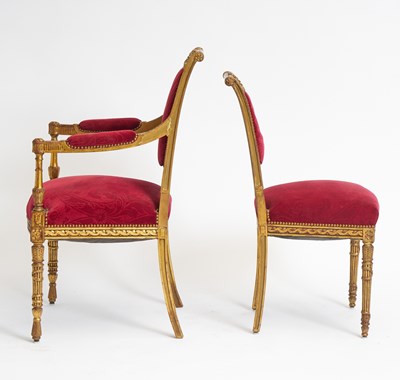 Lot 260 - Set of Eight Louis XVI Style Giltwood Dining Chairs