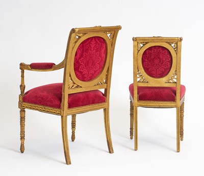 Lot 260 - Set of Eight Louis XVI Style Giltwood Dining Chairs