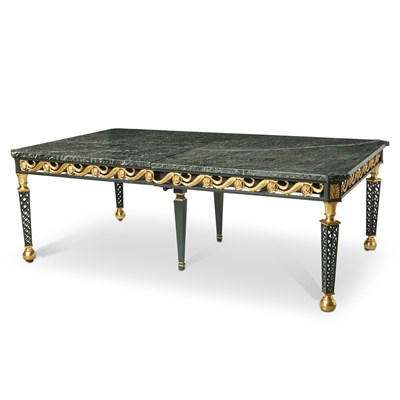 Lot 253 - Gold and Black Painted Iron Dining Table