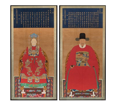 Lot 549 - A Pair of Chinese Ancestor Portraits