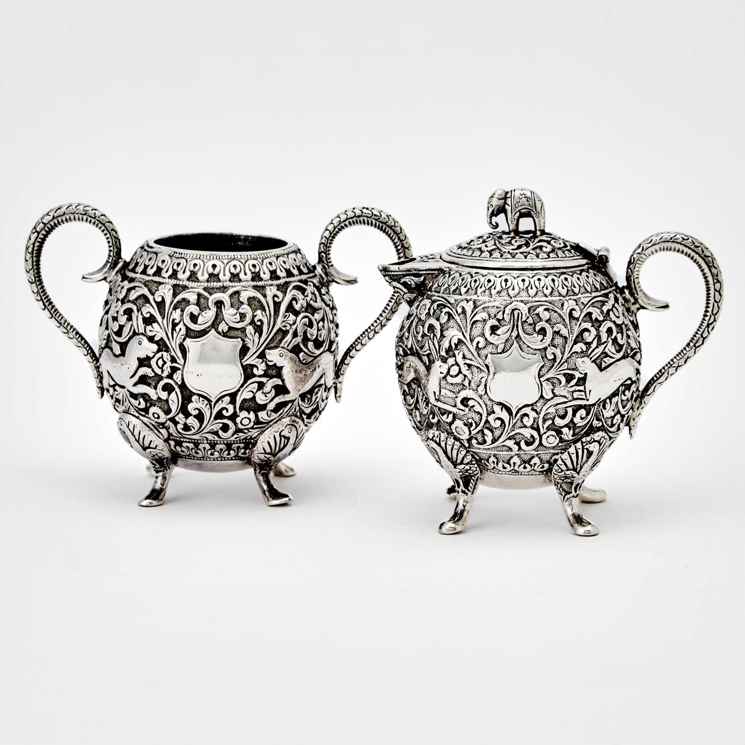 Lot 175 - Indian Silver Cream and Sugar Set