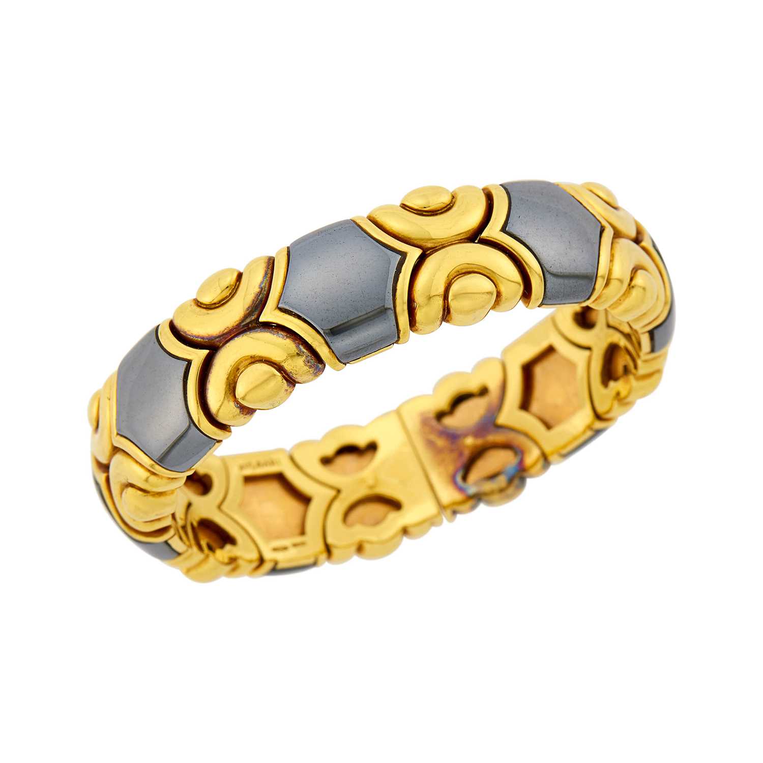 Lot 63 - Bulgari Gold and Hematite Bangle Bracelet