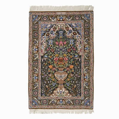 Lot 369 - Silk Warp Isfahan Prayer Rug