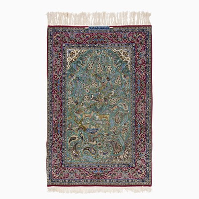 Lot 694 - Silk Warp Isfahan Prayer Rug