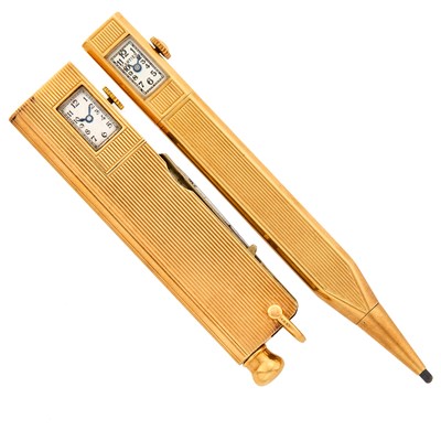 Lot 2271 - Gold Watch Pocketknife and Cartier Gold Pencil Watch