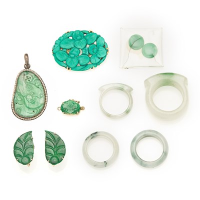 Lot 2275 - Group of Gold, Silver, Jade and Turquoise Jewelry