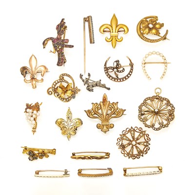 Lot 2137 - Group of Gold, Gold-Filled and Metal Pins