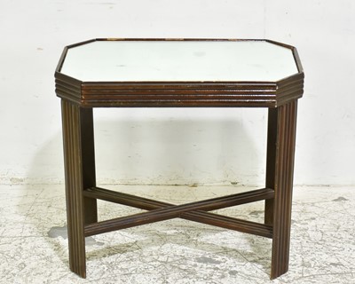 Lot 88 - Mid-Century Stained Wood Glass Top Side Table
