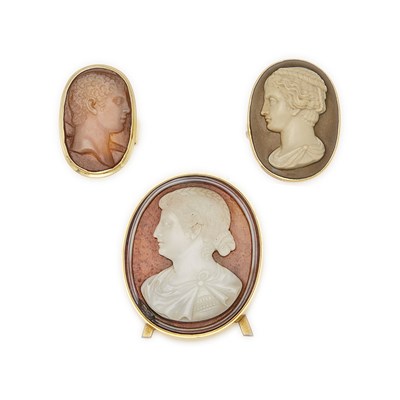 Lot 2115 - Two Gold and Cameo Rings and Cameo Frame