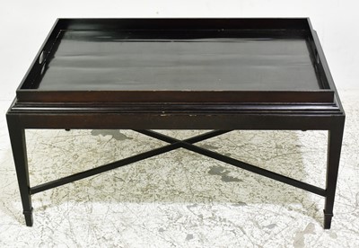 Lot 96 - Modern Black Lacquer Low Tray Table