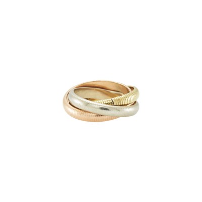 Lot 2078 - Cartier Tricolor Gold 'Trinity' Rolling Band Ring
