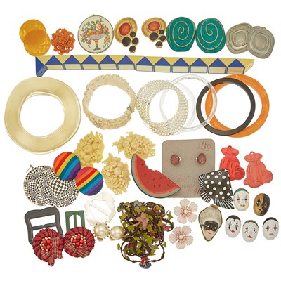 Lot 2302 - Group of Gilt-Metal, Plastic and Wood Costume Jewelry