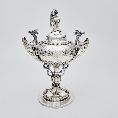 Lot 254 - Victorian Sterling Silver and Parcel Gilt Covered Trophy Cup