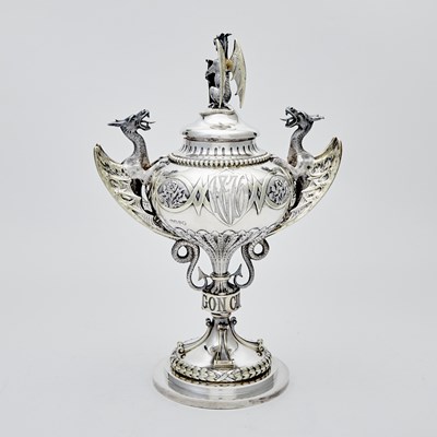 Lot 254 - Victorian Sterling Silver and Parcel Gilt Covered Trophy Cup