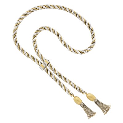 Lot 1056 - Two-Color Rope-Twist Gold Tassel Lariat Necklace