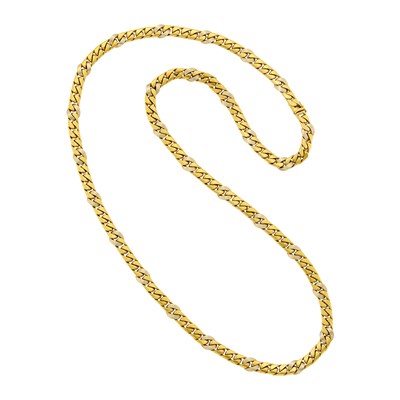 Lot 38 - Bulgari Long Two-Color Gold Curb Link Chain Necklace