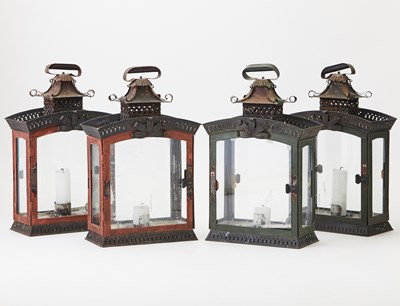 Lot 215 - Set of Four Tôle Peinte Lanterns