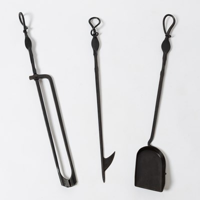Lot 834 - Albert Paley Forged Steel Fireplace Tool Set and Stand