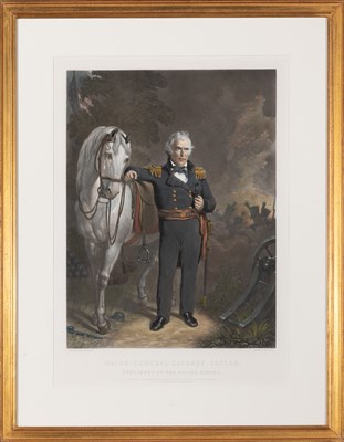 Lot 531 - A large hand-colored engraving of Zachary Taylor