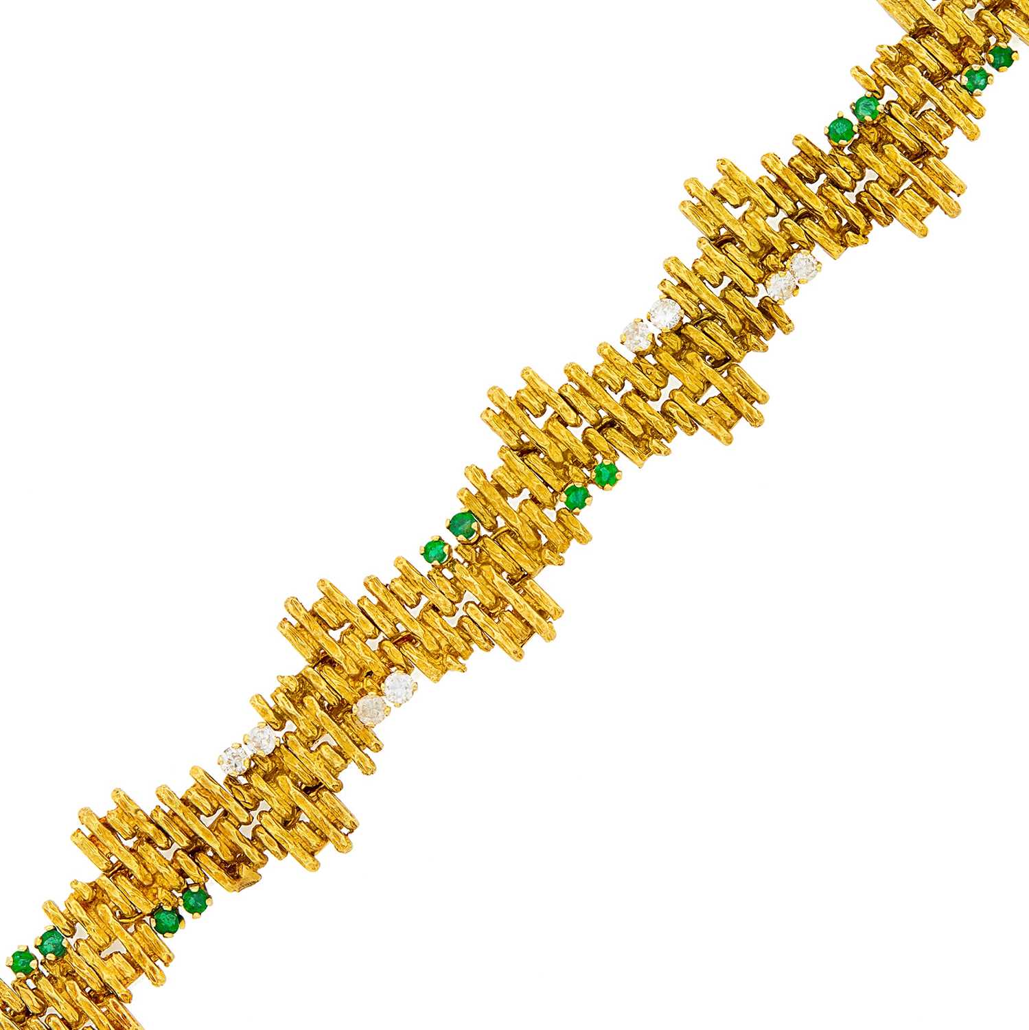 Lot 2050 - Gold, Emerald and Diamond Bracelet