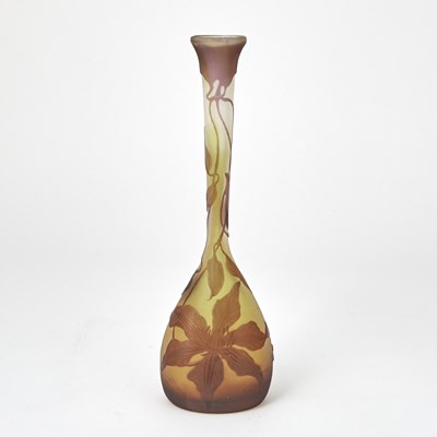 Lot 375 - Gallé Acid-Etched Cameo Glass Stick Neck Bud Vase