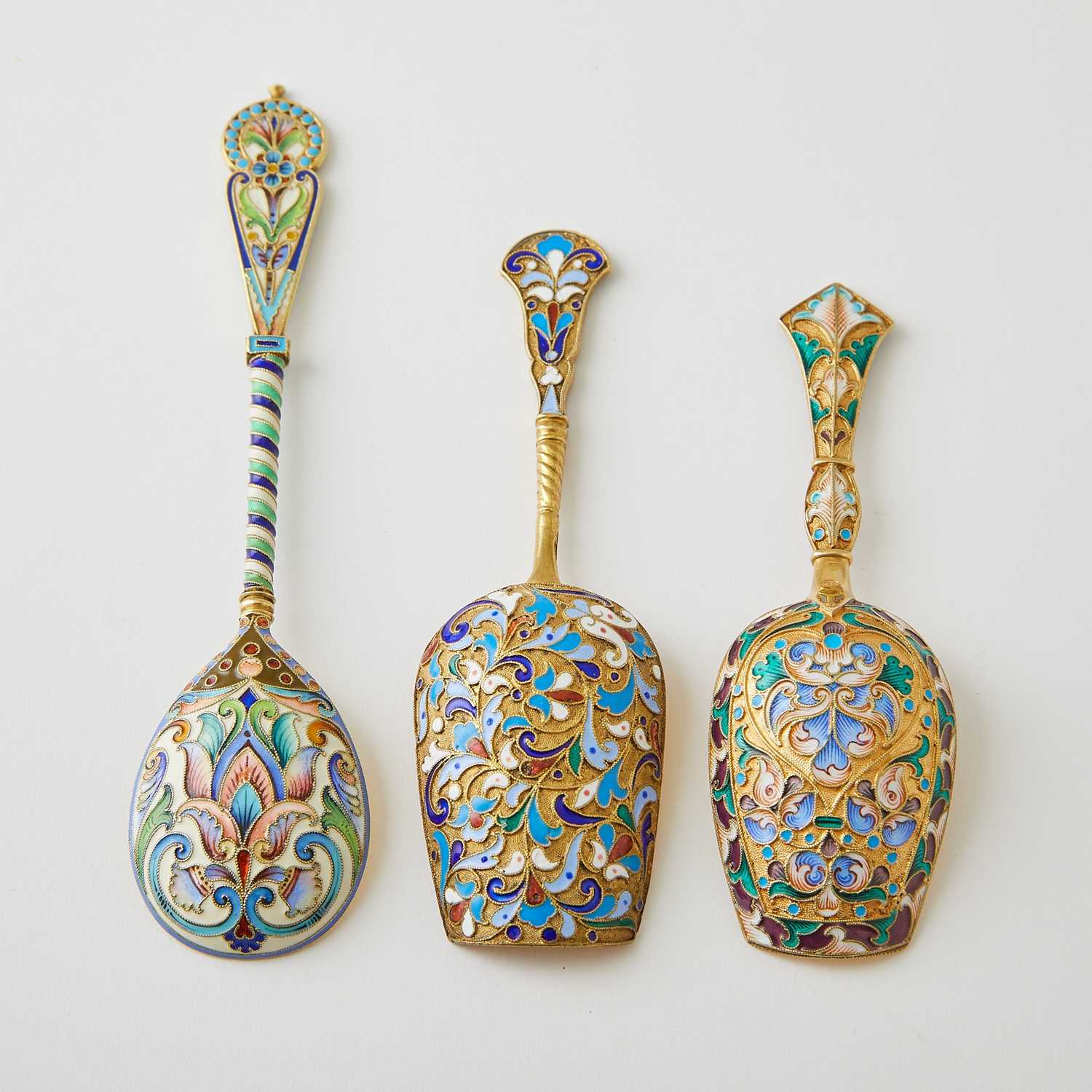 Lot 614 - Group of Russian Silver-Gilt and Cloisonné Enamel Articles