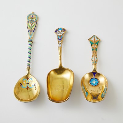Lot 614 - Group of Russian Silver-Gilt and Cloisonné Enamel Articles