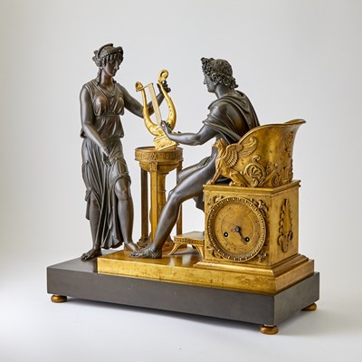 Lot 251 - French  Patinated and Gilt-Bronze Mantel Clock