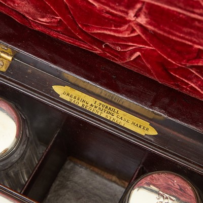 Lot 153 - Cased Victorian Sterling Silver Mounted Glass Dresser Set