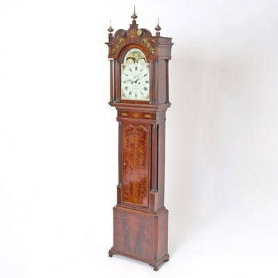 Lot 743 - George III Inlaid and Part-Painted Mahogany Longcase Clock