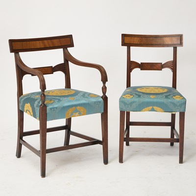 Lot 513 - Set of Twelve Regency Ebony inlaid Mahogany Dining Chairs