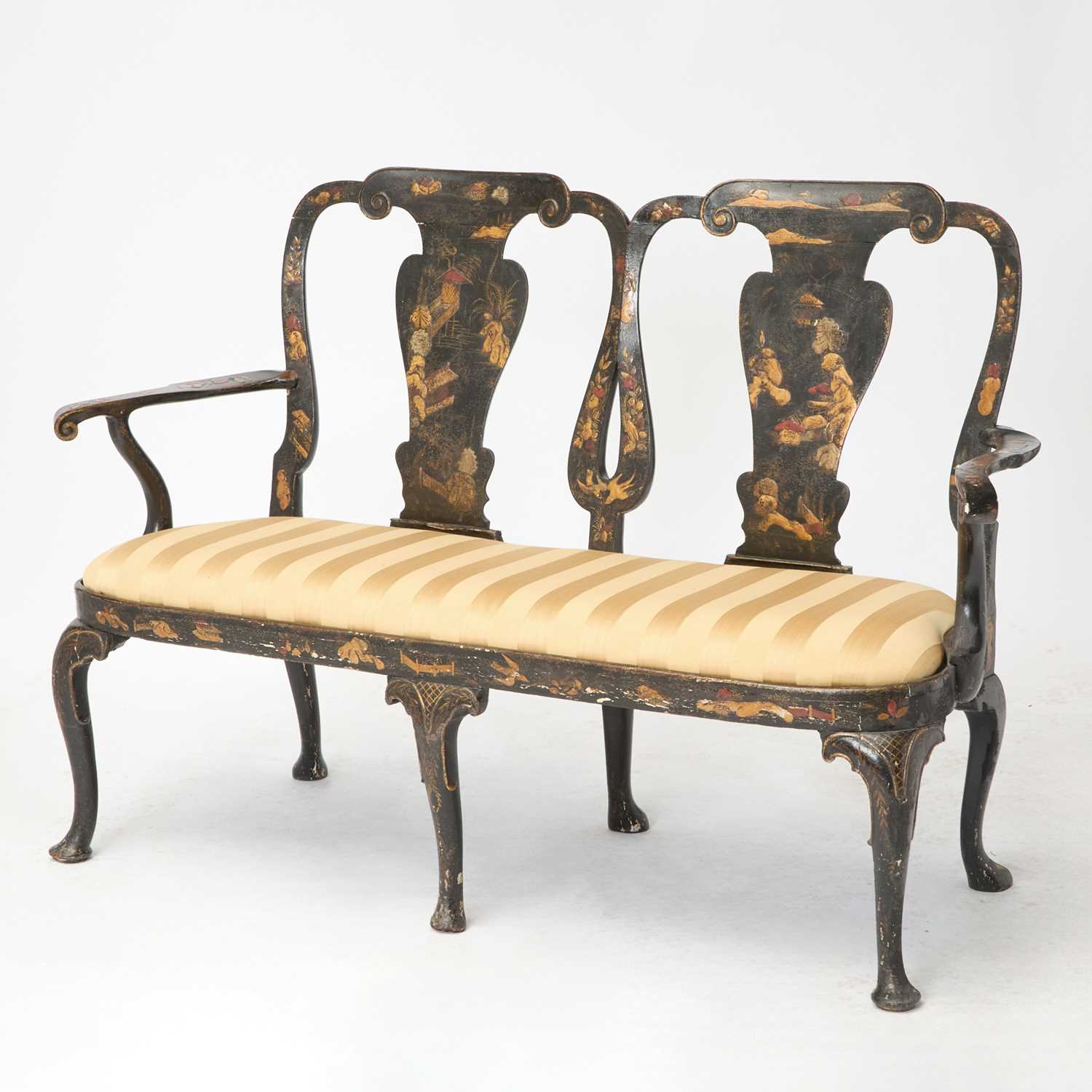 Lot 493 - George I Japanned Double-Chairback Settee