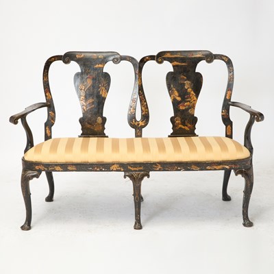 Lot 493 - George I Japanned Double-Chairback Settee