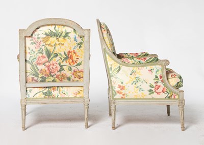 Lot 439 - Pair of Louis XVI Painted Bergères, probably by Claude Chevigny