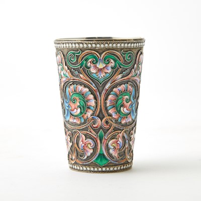 Lot 607 - Russian Silver-Gilt and Cloisonné Enamel Beaker