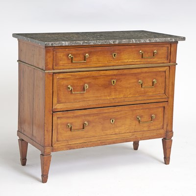 Lot 333 - Louis XVI Marble Top Walnut Commode