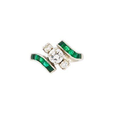 Lot 2216 - Platinum, Diamond and Emerald Ring