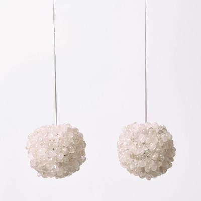 Lot 292 - Pair of Rock Crystal Ball Pendant Ceiling Lights
