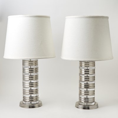 Lot 842 - Pair of Contemporary Design Lucite and Chromed Metal Table Lamps