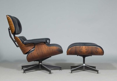 Lot 818 - Charles & Ray Eames Upholstered Rosewood #670 Lounge Chair and #671 Ottoman