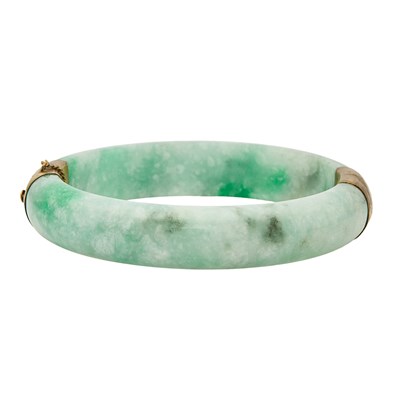 Lot 2276 - Gold and Jade Bangle Bracelet