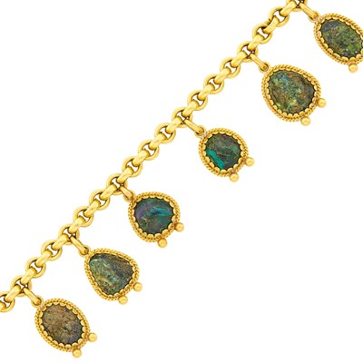 Lot 2110 - Gold and Azurmalachite Charm Bracelet