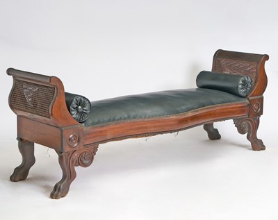 Lot 217 - Classical Mahogany Leather Upholstered Bench