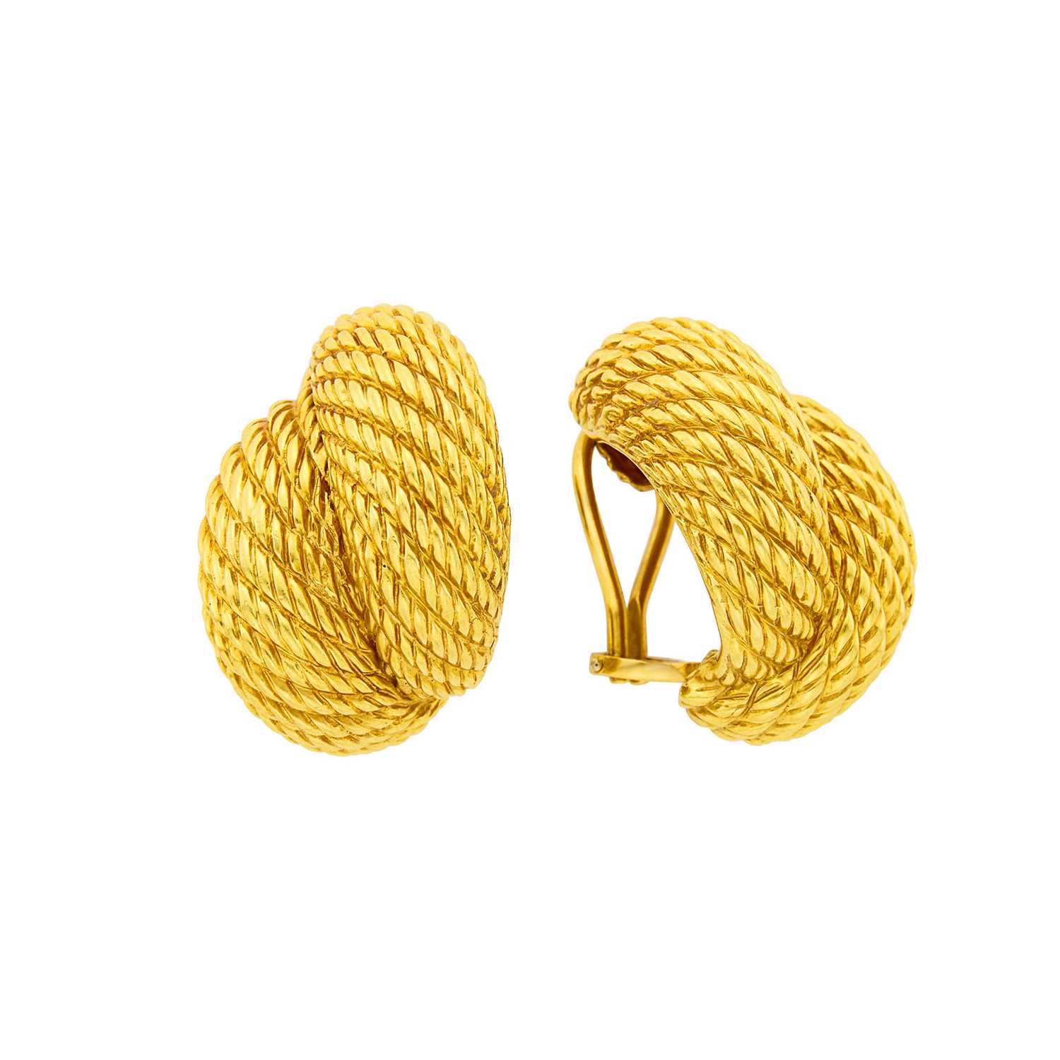 Lot 1118 - David Yurman Pair of Gold Bombé Earclips