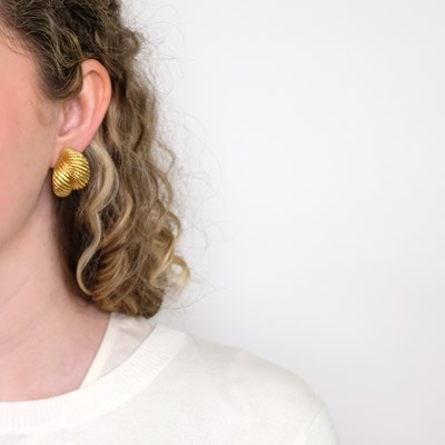 Lot 1118 - David Yurman Pair of Gold Bombé Earclips